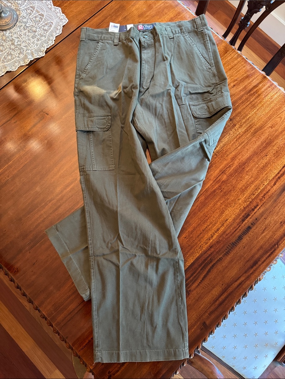 Chaps Olive Cargo Pants with Utility Pockets